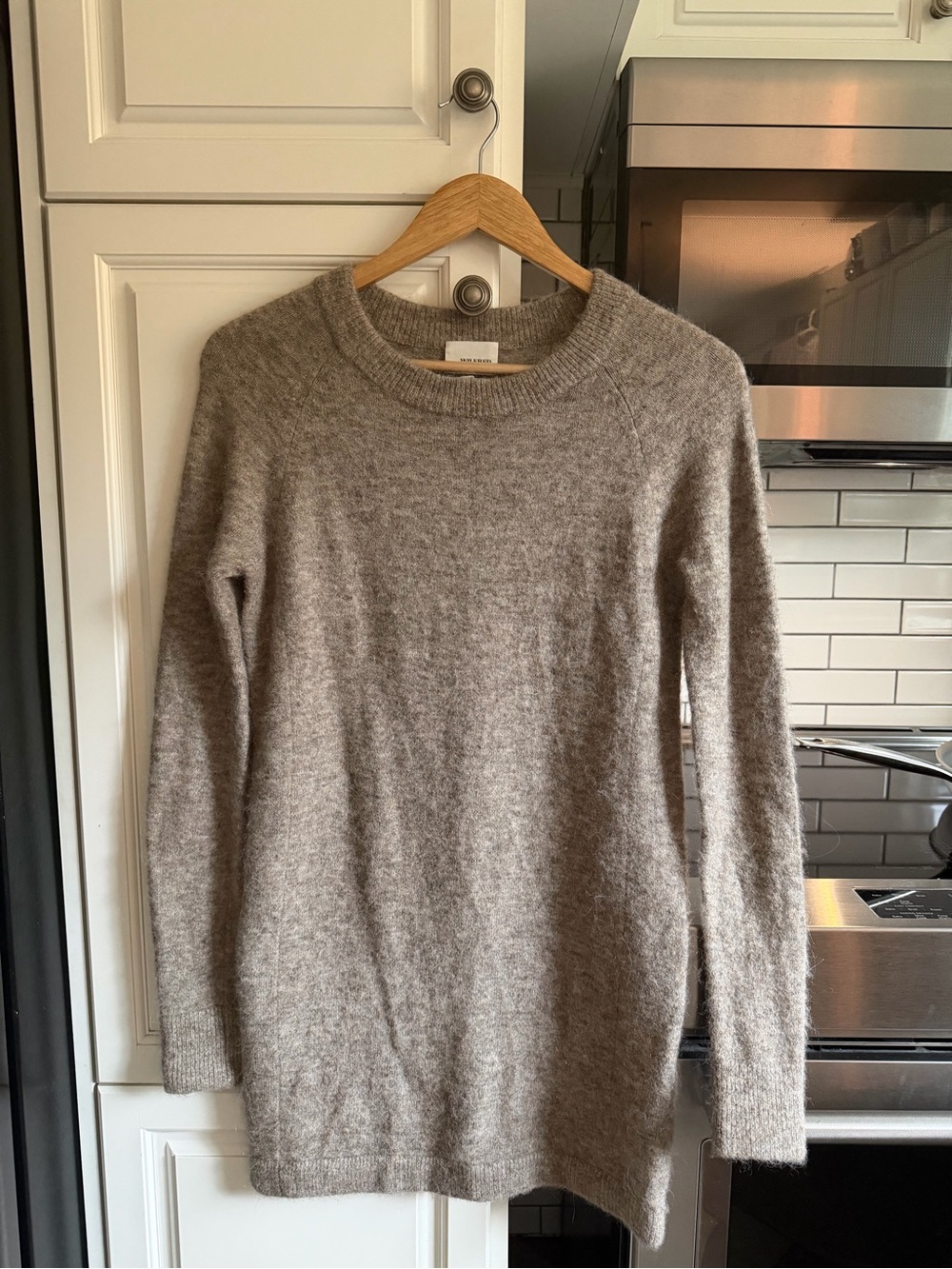 Aritzia Wilfred Free Alpaca Wool Blend Sweater Dress XS Taupe Grey